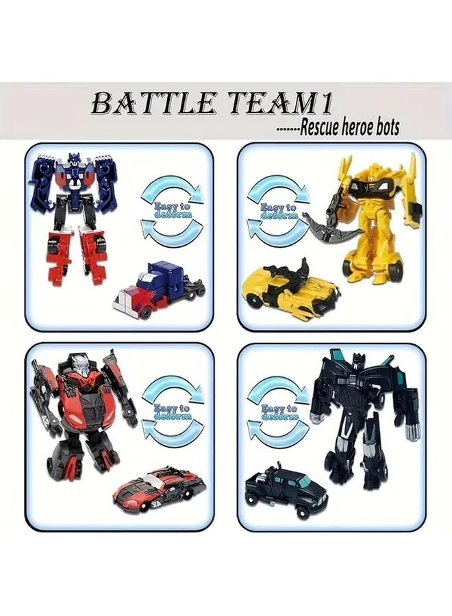 Yellow 2 in 1 Transformable Robot Car and Mecha Tank Toy Push Button Movable Arms Legs - Image 4