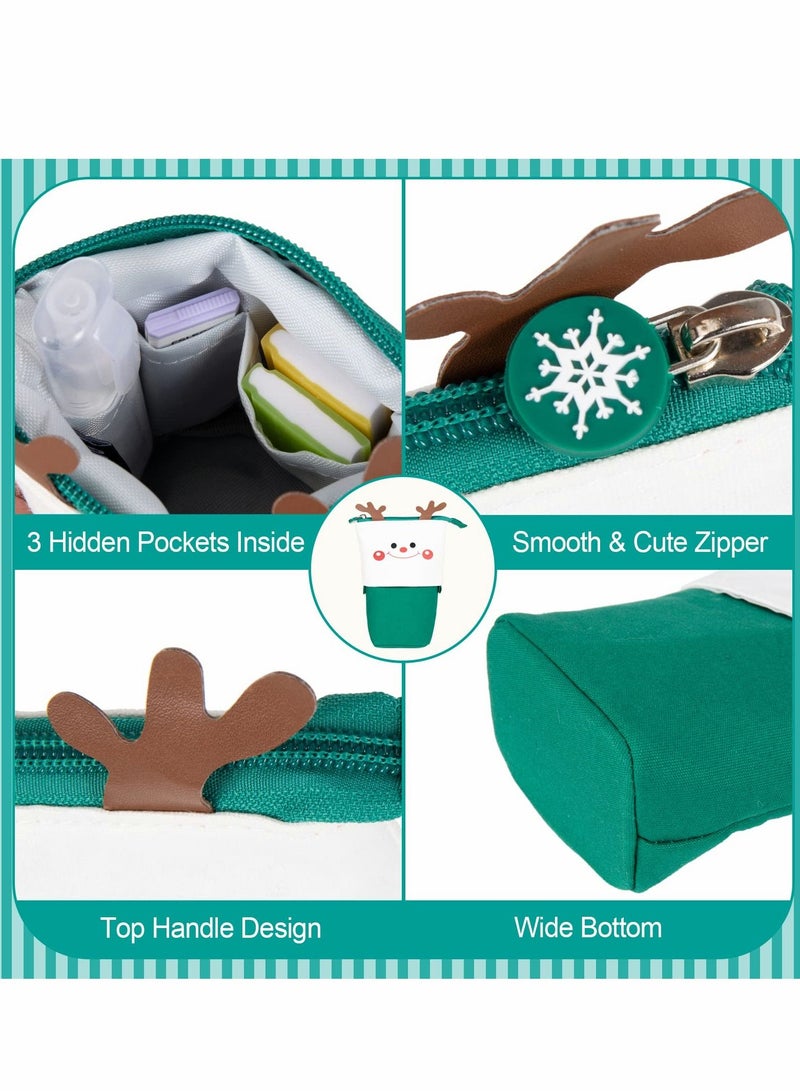Y&D Pencil Case Cute Standing Pen Holder Telescopic Makeup Pouch Pop Up Cosmetics Bag with Kawaii Smile Face Stationery case Office Organizer Box for Girls Students Women Adult, Green  - Image 4
