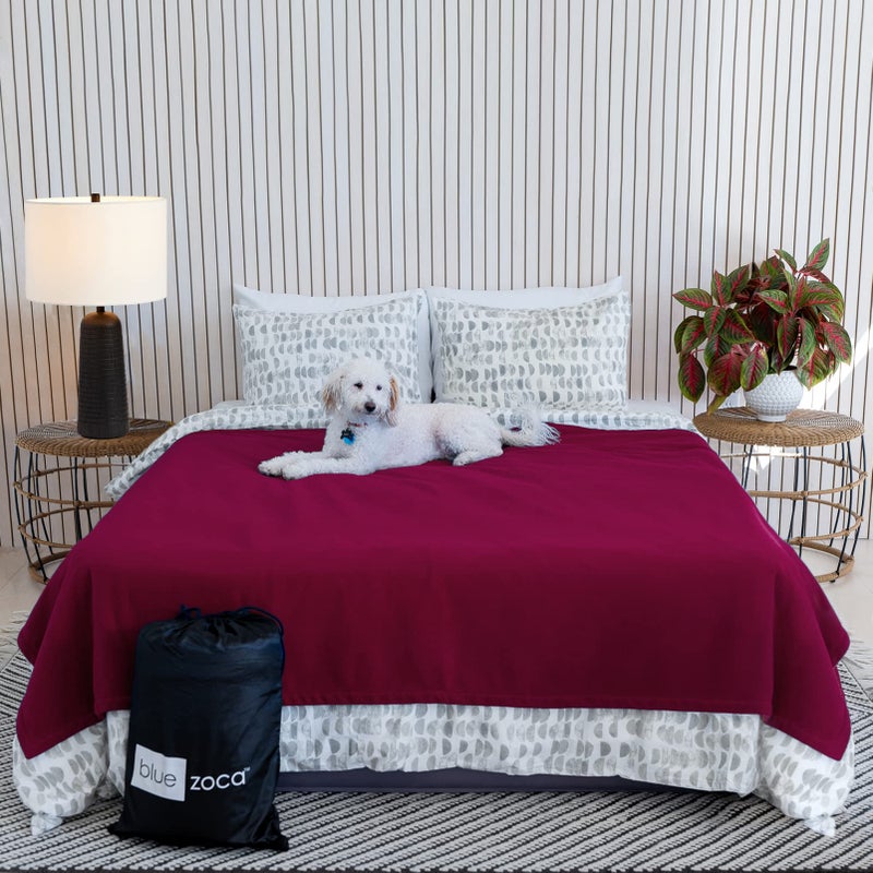 Waterproof Blanket Machine Washable Dog Bed Cover Water Proof Blanket to Protect Your Bed Couch Car from Leaks Spills Accidents for Adults Dogs Pets Oversized Queen Fit 65x80in Merlot