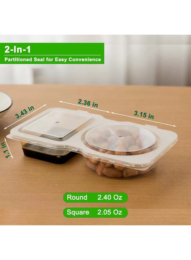 20 Pieces Double Compartment Condiment Containers with Lids and 20 Spoons, Small Plastic Snack Containers for Dipping Sauces During Meals - Image 4