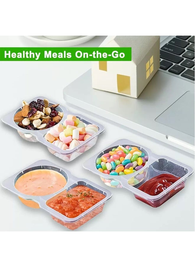 20 Pieces Double Compartment Condiment Containers with Lids and 20 Spoons, Small Plastic Snack Containers for Dipping Sauces During Meals - Image 5