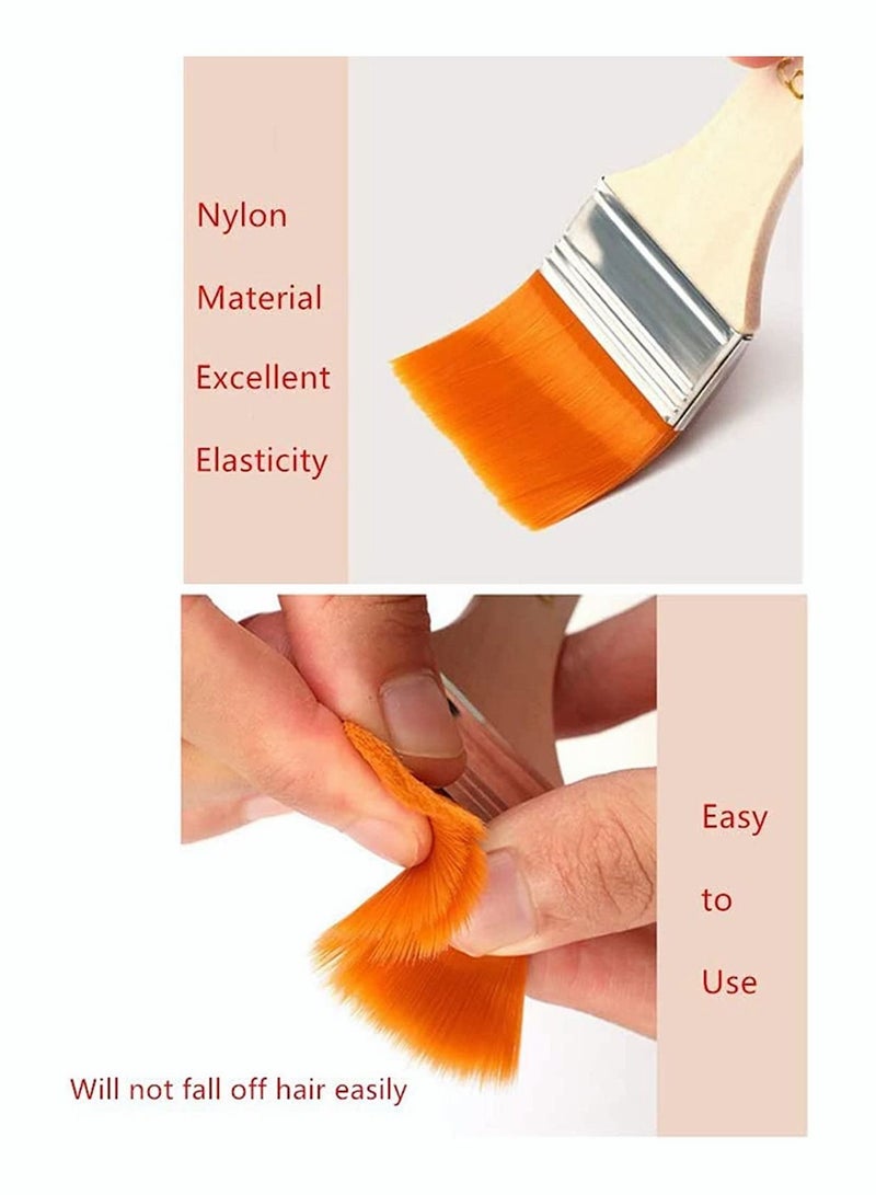 SYOSI 12pcs Paint Brush Set Nylon Flat Wooden Handle for Acrylic Gouache Watercolor Oil Varnish  - Image 3