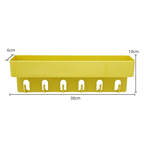 MEZON Multipurpose Plastic Kitchen Bathroom Shelf with Hook Punch-Free Seamless Rack with Hooks Bathroom Storage Rack (Random Color) - Image 2