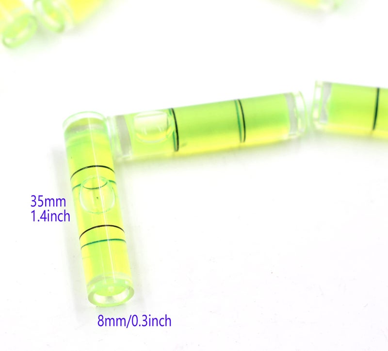 Chiloskit 10 Pcs Mini Bubble Level Tool, Cylindrical Plastic Bubble Spirit Level Vials for TV Picture Frame Hanging Layout Tool, 1.4inch - Image 2