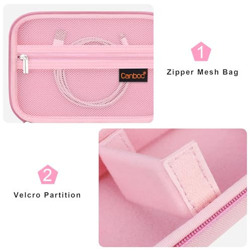 Canboc حقيبة كاميرا كانبوك لحمل كاميرا سوني ZV-1F/ ZV-1/ ZV-1II ومجموعة ملحقات المدونين، حقيبة تخزين للسفر مع حزام، جيب شبكي يناسب الكابل، وردي - Image 5