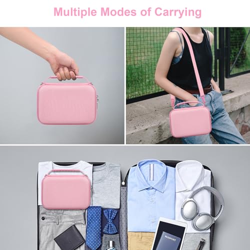 Canboc حقيبة كاميرا كانبوك لحمل كاميرا سوني ZV-1F/ ZV-1/ ZV-1II ومجموعة ملحقات المدونين، حقيبة تخزين للسفر مع حزام، جيب شبكي يناسب الكابل، وردي - Image 3