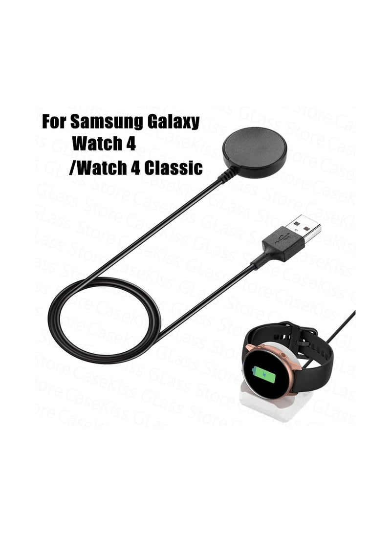 شاحن سامسونج جالاكسي ووتش 4، كابل شحن سريع، قاعدة بيانات، شاحن لاسلكي مغناطيسي لساعة سامسونج سلسلة 4، أسود - Image 1