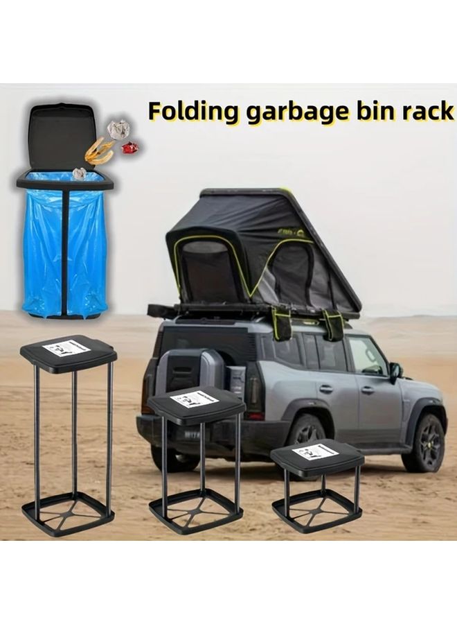 Portable Retractable Trash Bag Holder Stand With Lid For Garden Camping Picnics 1pc - Image 2