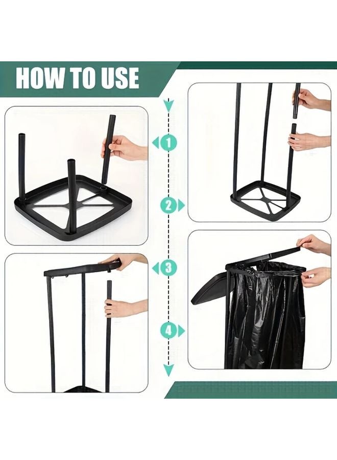 Portable Retractable Trash Bag Holder Stand With Lid For Garden Camping Picnics 1pc - Image 5