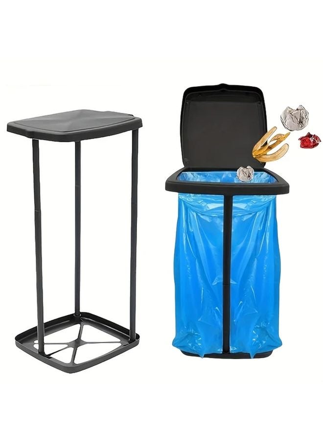 Portable Retractable Trash Bag Holder Stand With Lid For Garden Camping Picnics 1pc - Image 1