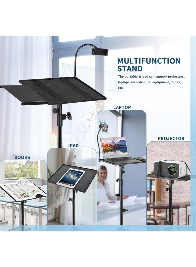 Hihonor Projector Stand with Wheels, Height Adjustable Laptop Stand, Floor Tripod Stand with Phone Holder, Mouse Tray, Sponge Pads and Elastic Belts, Adjustable from 23 inch to 51 inch, Perfect for Office, Home, Stage or Studio  - Image 2