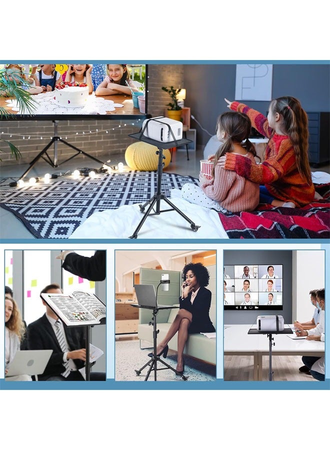 Hihonor Projector Stand with Wheels, Height Adjustable Laptop Stand, Floor Tripod Stand with Phone Holder, Mouse Tray, Sponge Pads and Elastic Belts, Adjustable from 23 inch to 51 inch, Perfect for Office, Home, Stage or Studio  - Image 5