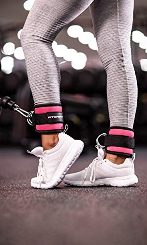 Fitgriff® Ankle Straps V1 for Cable Machine (2 Pieces) - Gym Workout Equipment - Leg Pulley Attachment, Kickback Straps (Pink) - Image 2