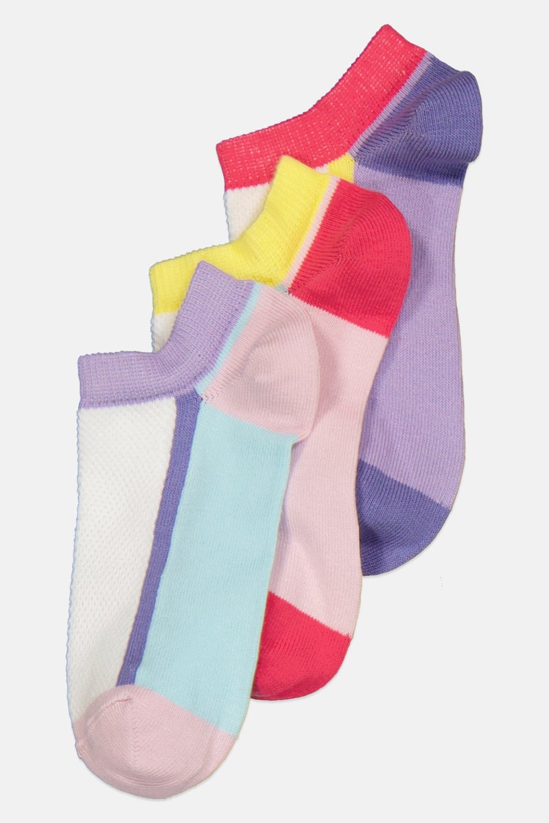 bebe Kids Girl 3 Pair Solid Ankle Socks, Multicolor - Image 2