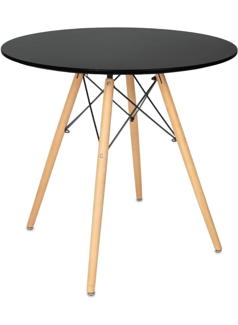 UNIKSAR Modern Round Wooden Dining Table – 80cm Compact Circle Table with Natural Wooden Legs – Multipurpose Table for Dining Room, Kitchen, Office, Coffee Corner, Living Room & Balcony - Image 4