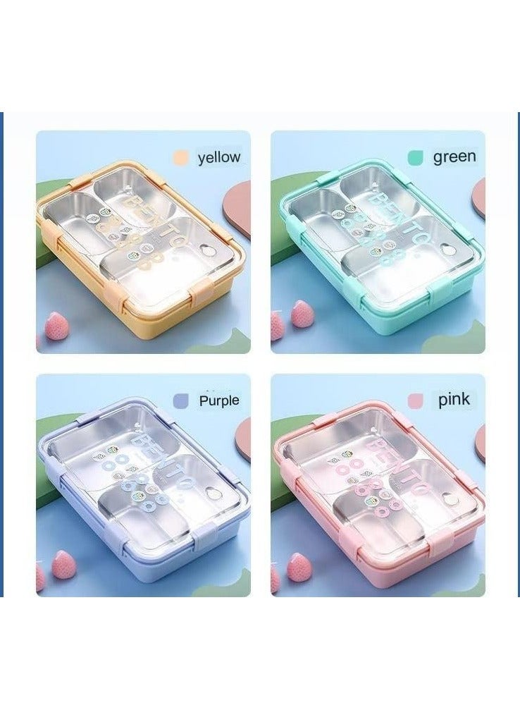 Laxon 7092 Bento stainless steel lunch box 850ml 4 Compartment with spoon - Mint green - Image 4