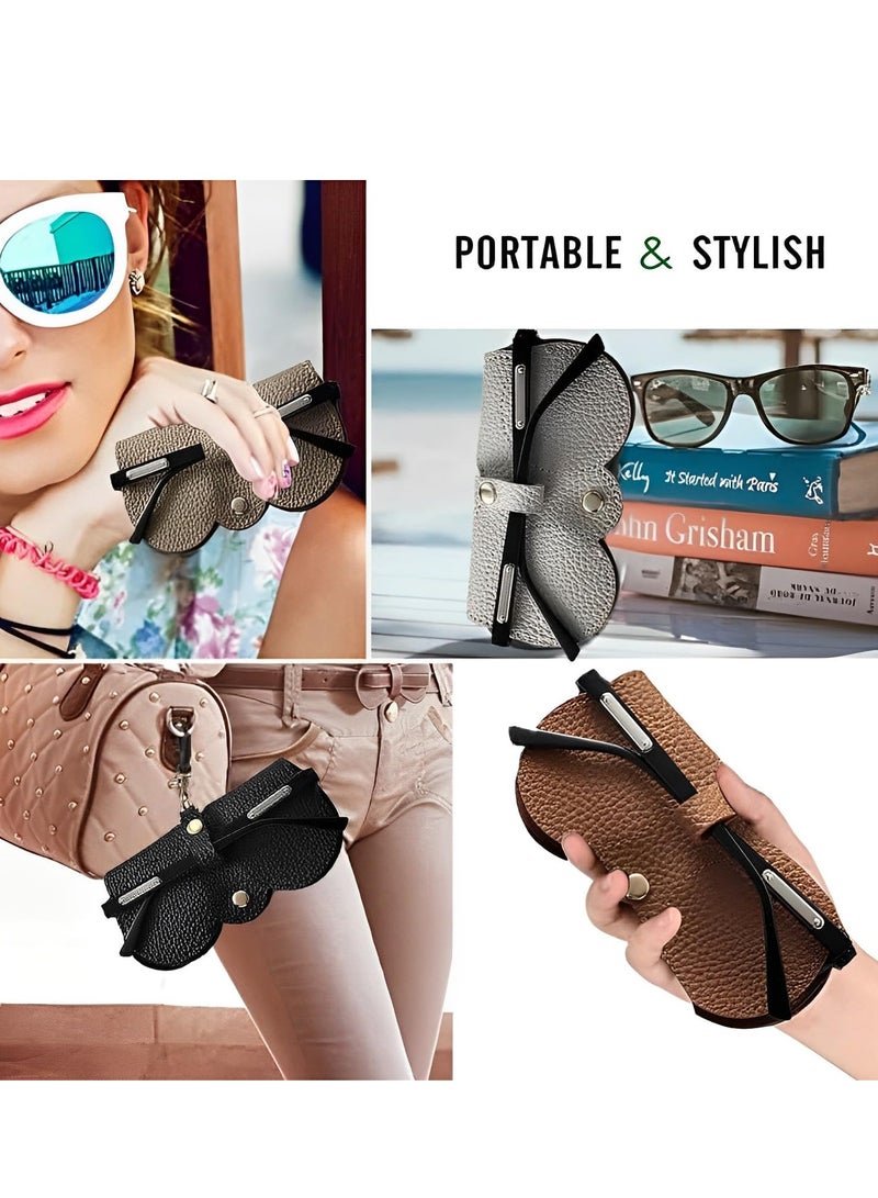 Portable Soft Leather Sunglasses Case - 3Pcs Travel Pouch with Wrist Strap, Ideal for Beach & Outdoor Activities, Available in 3 Colors - Image 2