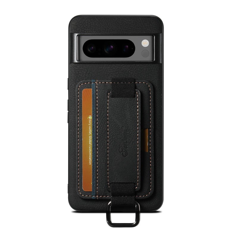 Suteni For Google Pixel 9 Pro H13 Litchi Leather Wrist Strap Wallet Back Phone Case(Black) - Image 1