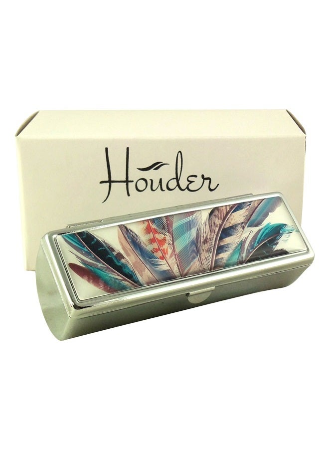 Houder Designer Lipstick Case with Mirror for Purse - Decorative Lipstick Holder with Gift Box - Velvet Lined - Protect Your Lipsticks in Style (Red Roses)  - Image 1