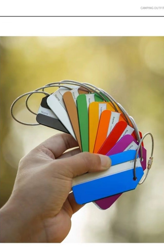 RTYY 6 قطع من علامات الأمتعة، علامة حقيبة سفر، علامة حقيبة من الألومنيوم، علامة مفتاح، علامة مضادة للضياع مع علامة اسم مقاومة للماء، علامة عنوان، حلقة من الفولاذ المقاوم للصدأ، علامات أمتعة مناسبة لحقيبة السفر، حقيبة السفر، علامة مفتاح - Image 2