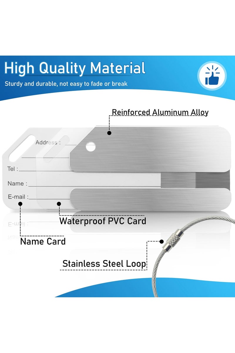 RTYY 6 قطع من علامات الأمتعة، علامة حقيبة سفر، علامة حقيبة من الألومنيوم، علامة مفتاح، علامة مضادة للضياع مع علامة اسم مقاومة للماء، علامة عنوان، حلقة من الفولاذ المقاوم للصدأ، علامات أمتعة مناسبة لحقيبة السفر، حقيبة السفر، علامة مفتاح - Image 5
