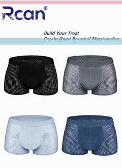 Rcan Men's 4 Pack Soft Breathable Boxer Brief Underwear for Men, Summer Boy's Non-fading Underwear Set Size XXXL