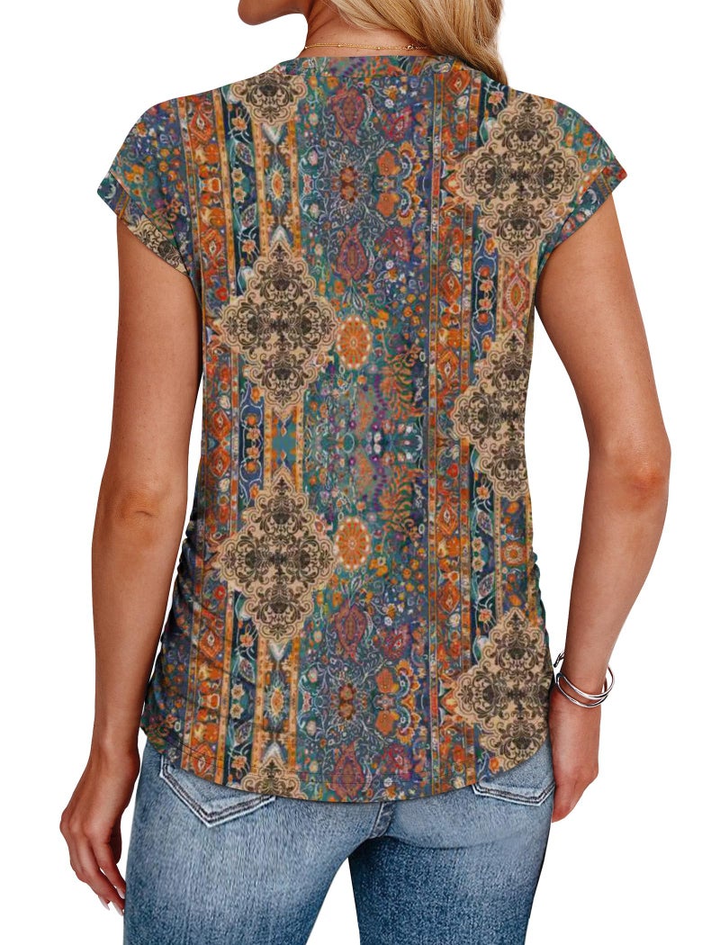 SAMPEEL Boho Tops for Women Hippie Clothes Western Outfit for Women Summer Tops Dressy Casual Blouses Beach Vacation Outfits Tropical Travel Shirts Cowboy Chic Clothing L - Image 5