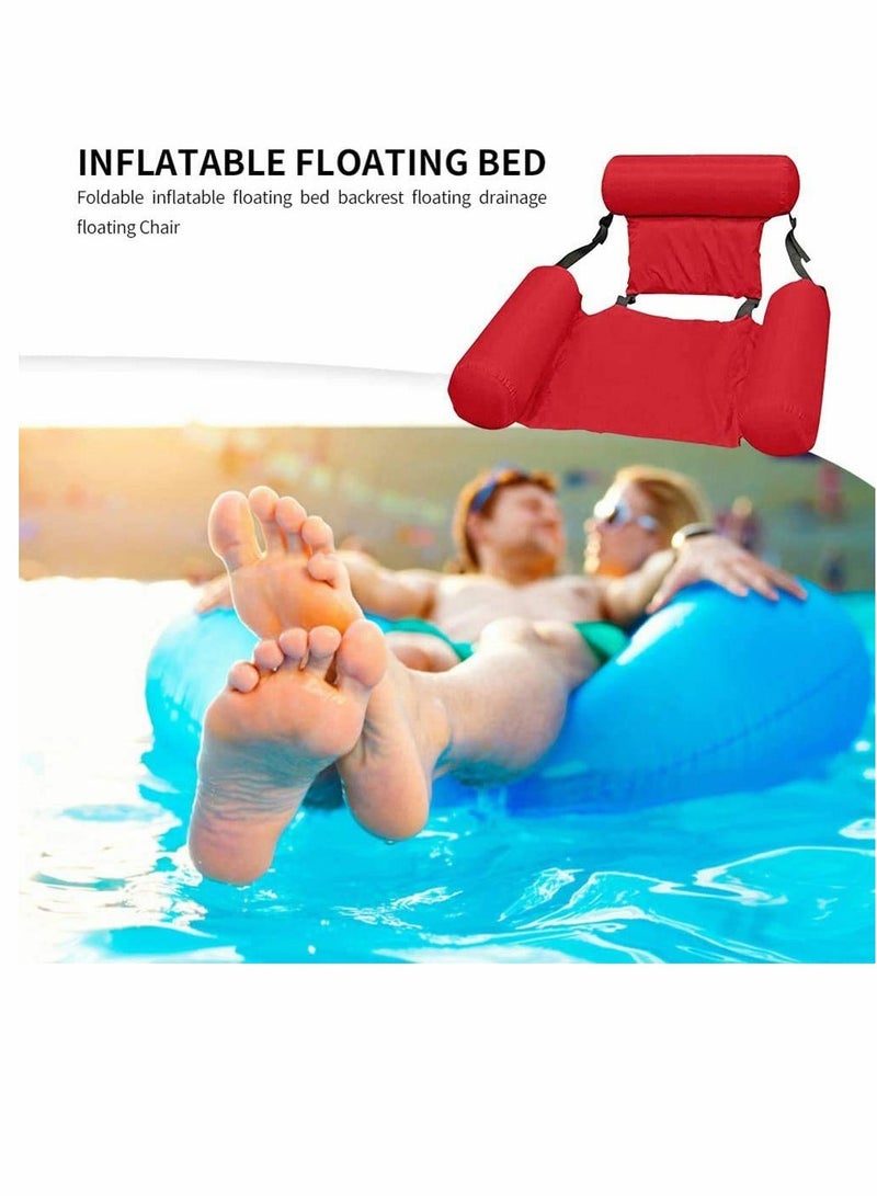 SOLARAE Swimming Floating Chair Pool Inflatable Summer Float Party Kids Adult float Bed Seat Water Swimming Pools Water Chair Portable Foldable Sports Lounger Water Sports Pool Floats Adults Red - Image 4