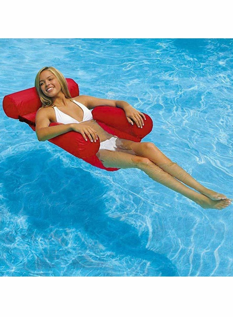 SOLARAE Swimming Floating Chair Pool Inflatable Summer Float Party Kids Adult float Bed Seat Water Swimming Pools Water Chair Portable Foldable Sports Lounger Water Sports Pool Floats Adults Red - Image 1