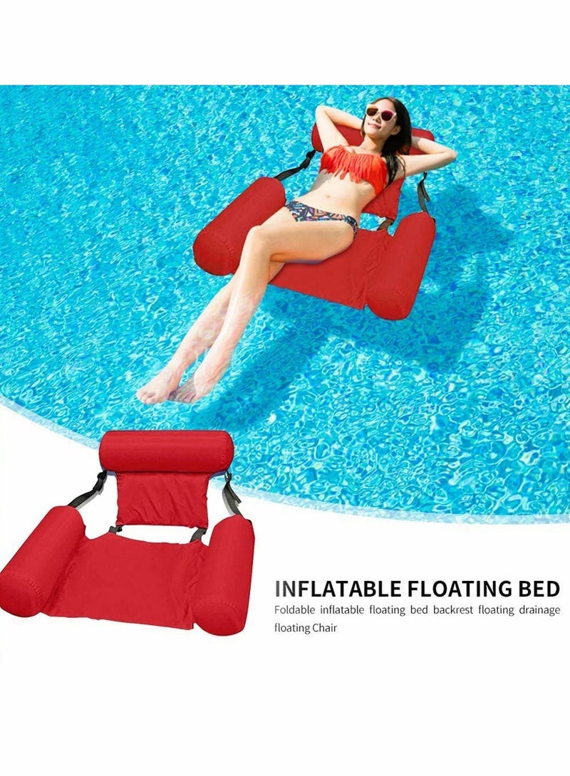 SOLARAE Swimming Floating Chair Pool Inflatable Summer Float Party Kids Adult float Bed Seat Water Swimming Pools Water Chair Portable Foldable Sports Lounger Water Sports Pool Floats Adults Red - Image 3