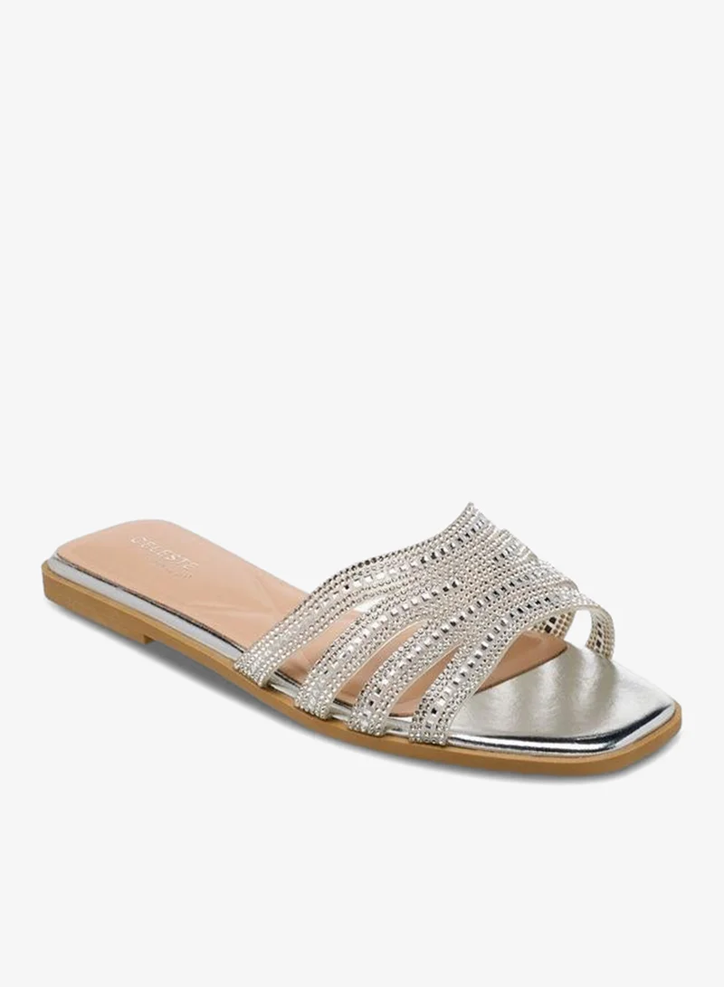 Celeste Silver Women Embellished Flat Sandals Ramadan Collection for Women | Best Price UAE