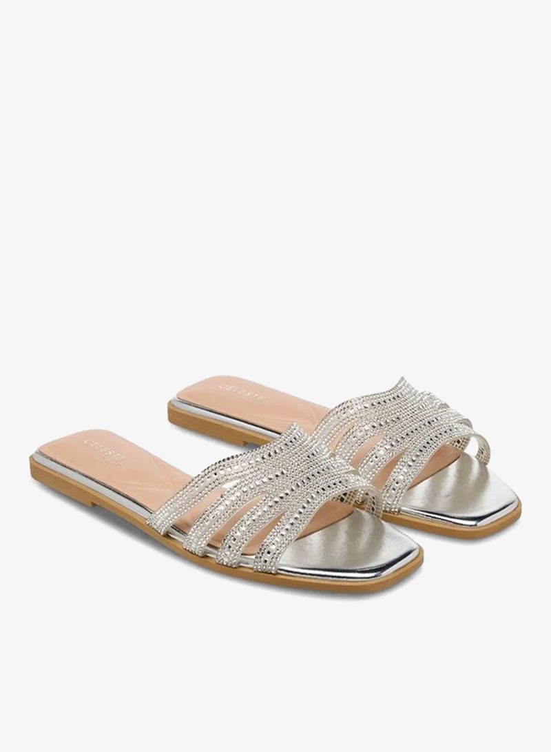 سيليست صنادل مسطحة مزينة للنساء تشكيلة رمضان