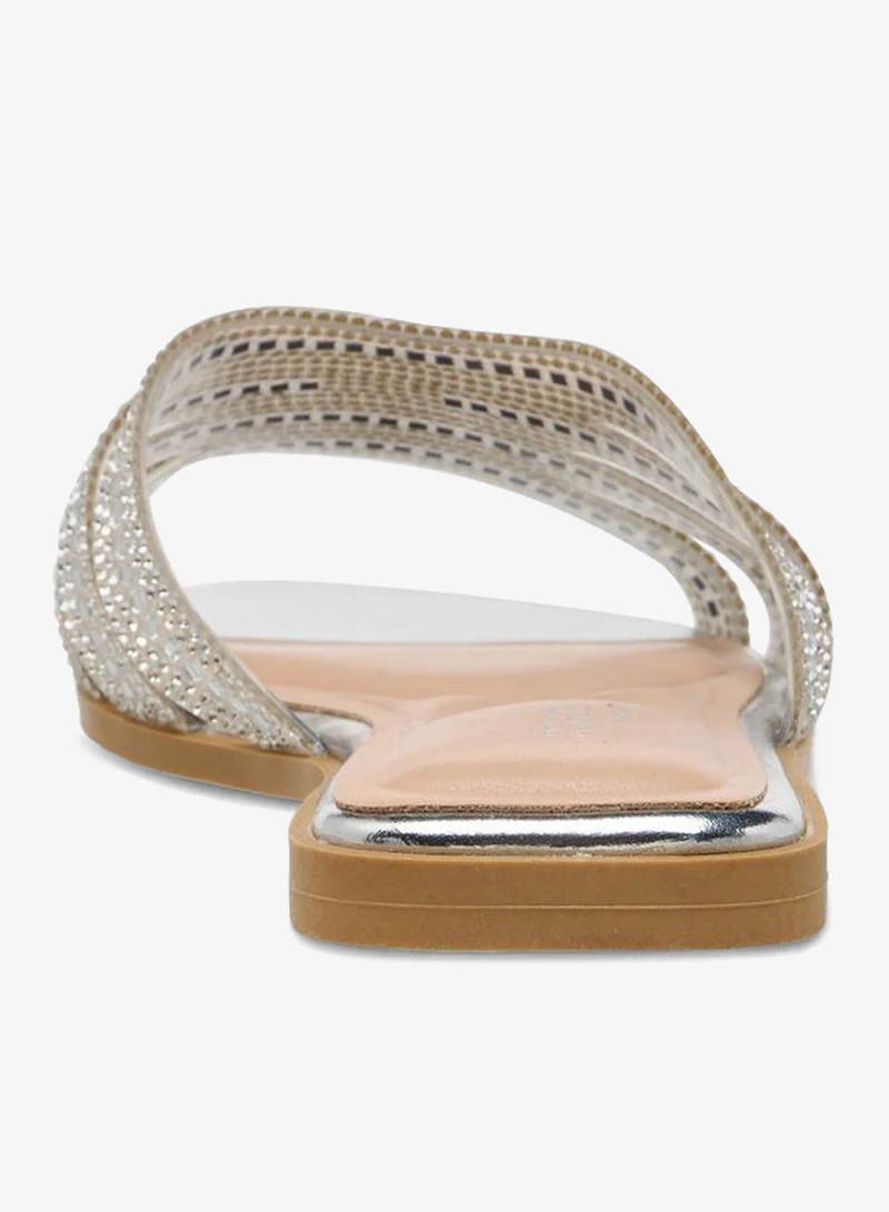 Celeste Silver Women Embellished Flat Sandals Ramadan Collection for Women | Best Price UAE