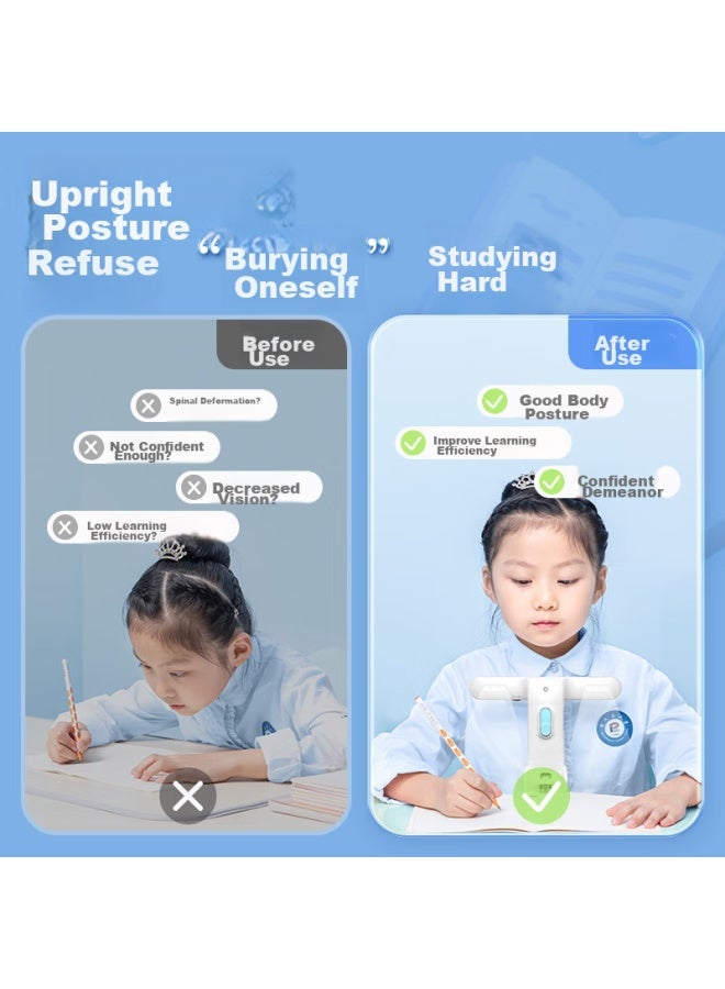 Deli Children's Posture Corrector With Light For Primary School Students, Soft Illumination, Real Voice Reminder, Posture Correction Function, Birthday And Back-to Gift, Sky Blue - Image 3