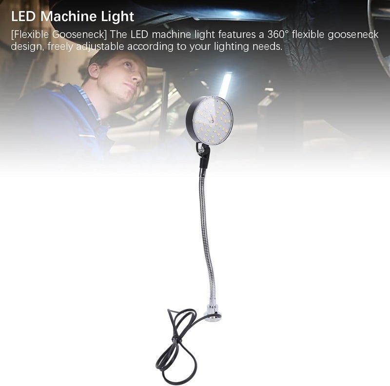 15W LED Machine Light with Magnetic Base & Flexible Gooseneck, 1500LM 6500K White Light for Workshop, CNC Lathe, Sewing, Car Repair, 12-85V DC - Image 1