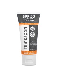 think! think, Thinksport, Clear Zinc Active Face, SPF 50, 2 fl oz (59 ml)  - Image 1