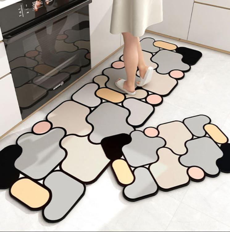 Earwig Anti Fatigue Kitchen Rug Sets 2 Piece Non Slip Kitchen Mats for Floor Kitchen Rugs and Mats Waterabsorbent Comfort Standing Mat Runner for KitchenHome OfficeSink2 PCS EAMAT - Image 1