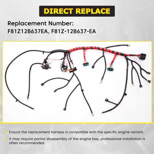 YEHERIT F81Z12B637EA Engine Wiring Harness Compatible with 1999 2000 2001 Ford Excursion F250 F350 F450 F550 Super Duty 7.3L V8 Diesel Engine Automatic Transmission, Replace# F81Z-12B637-EA - Image 3