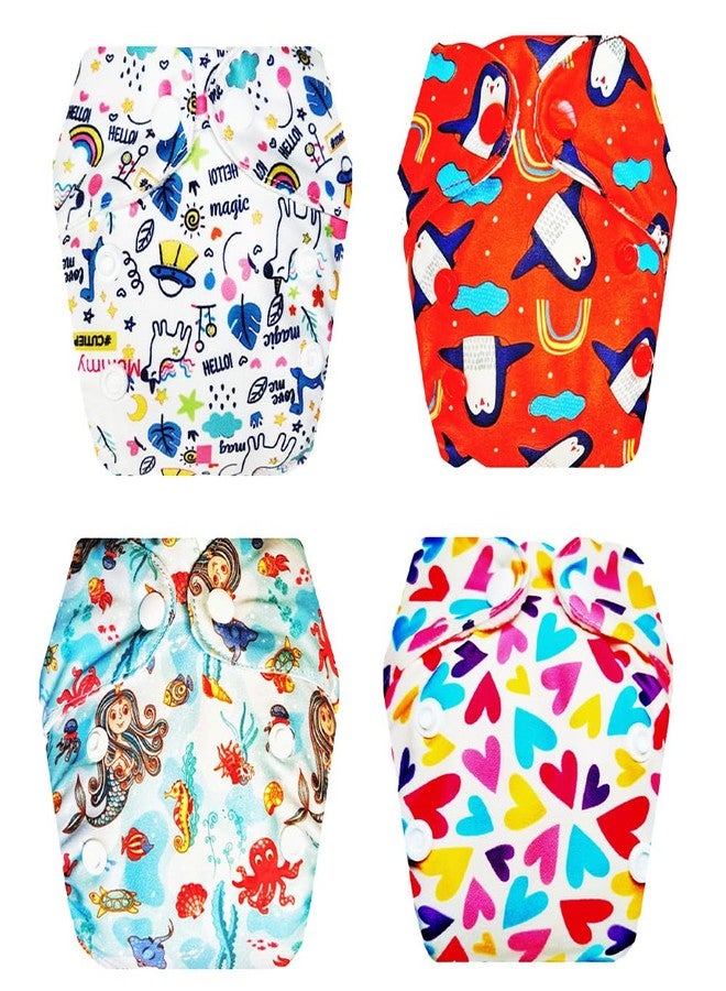 Dumbledo Premium Newborn Cloth Diaper with Integrated Insert (Pack of 4) | Hypoallergenic | Breathable | Adjustable Snaps | Everyday Diapering Essential | 0 - 4 Months | Unisex Baby - Image 1