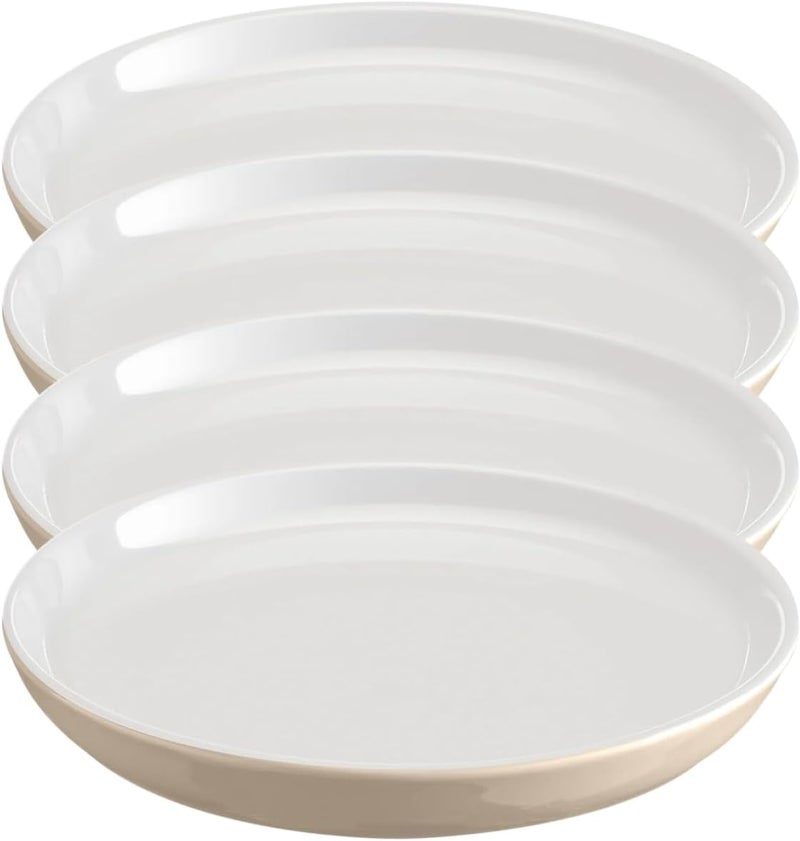 Emile Henry EVERYDAY COLLECTION Ceramic 8 SaladDessert Plate Set of 4 Sugar  Cream