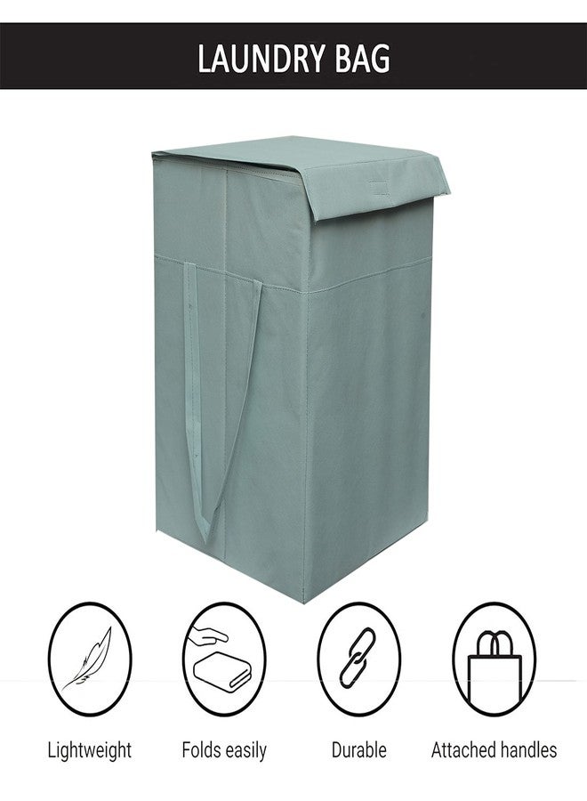 ABBASI Large Laundry Bag 75L Durable and Collapsible Foldable Laundry Basket with Lid Storage Bag with Side Handles (Pack of 1, Grey)(Cardboard) - Image 3