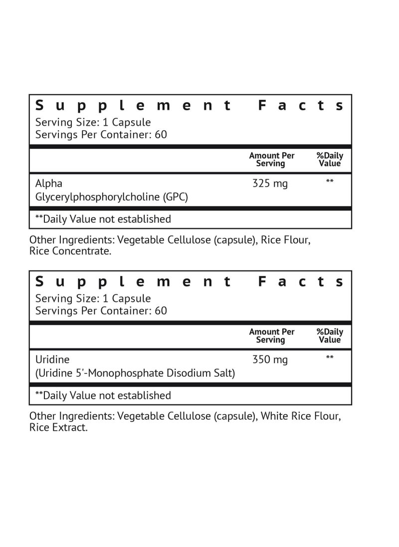 VitaMonk - Alpha GPC and Uridine Stack - Mr Happy Stack - Uridine Monophosphate with No Artificial Fillers - Bioavailable Choline Supplements Promote Cognition, Focus, Mental Clarity and Dopamine Receptor Health - Image 1