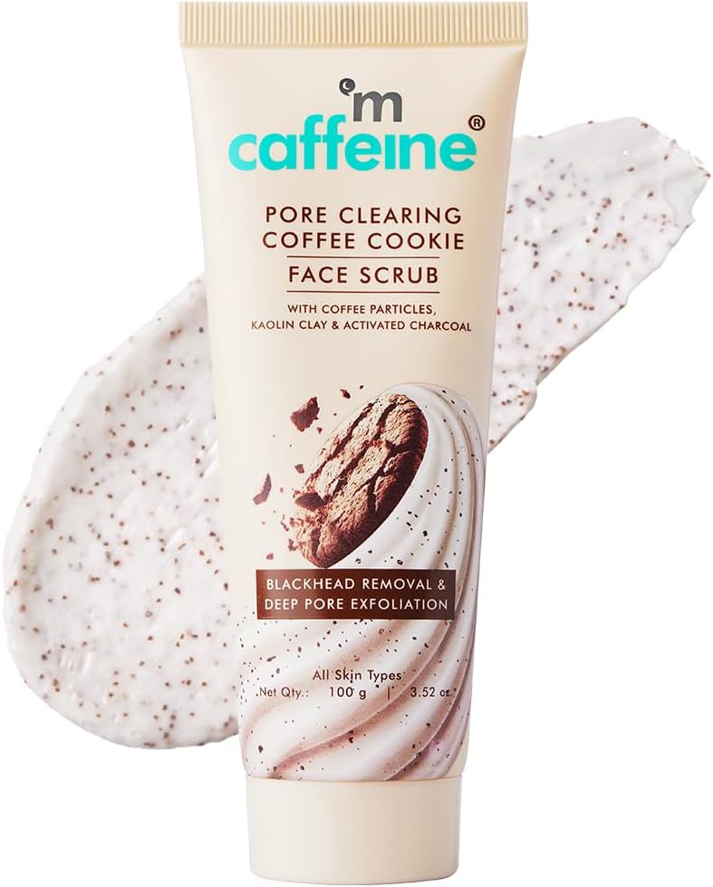 Easy store & transit build Pore Clearing Coffee & Cookie Face Scrub | Tan, Blackhead & Dead Skin Removal for Glowing Skin | 4.5% Exfoliants with Walnut, Charcoal, Clay & Coffee| Non-Drying Scrub For Men & Women- 100gm Dust proof - Image 1