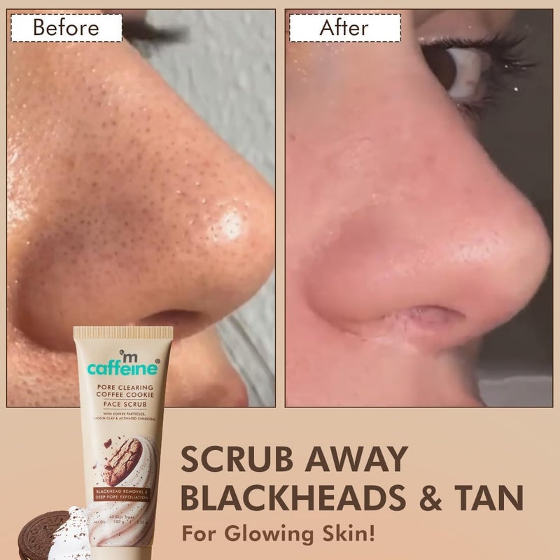 Easy store & transit build Pore Clearing Coffee & Cookie Face Scrub | Tan, Blackhead & Dead Skin Removal for Glowing Skin | 4.5% Exfoliants with Walnut, Charcoal, Clay & Coffee| Non-Drying Scrub For Men & Women- 100gm Dust proof - Image 2