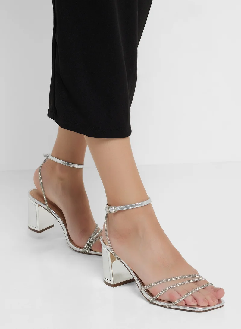 ترافل من نمشي Ankle Strap Diamante Strap Block Heel Sandal