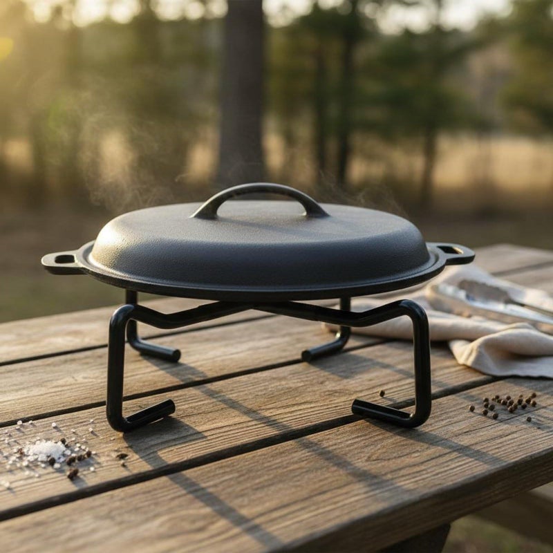 Heavy Duty Folding Dutch Oven Lid Stand Multi Functional Silver - Image 5