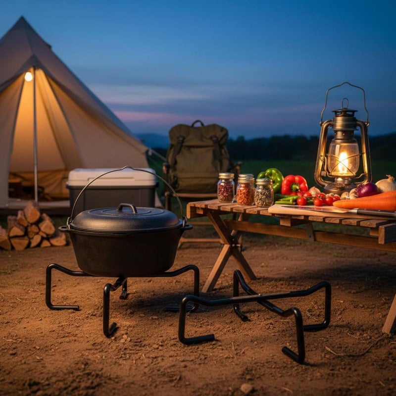 Heavy Duty Folding Dutch Oven Lid Stand Multi Functional Silver - Image 4