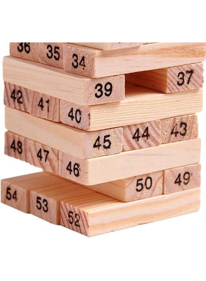 PANDAMALL 54-Wooden Piece Beech Jenga Fold High Stacking Creative Toy Set For Children - Image 4