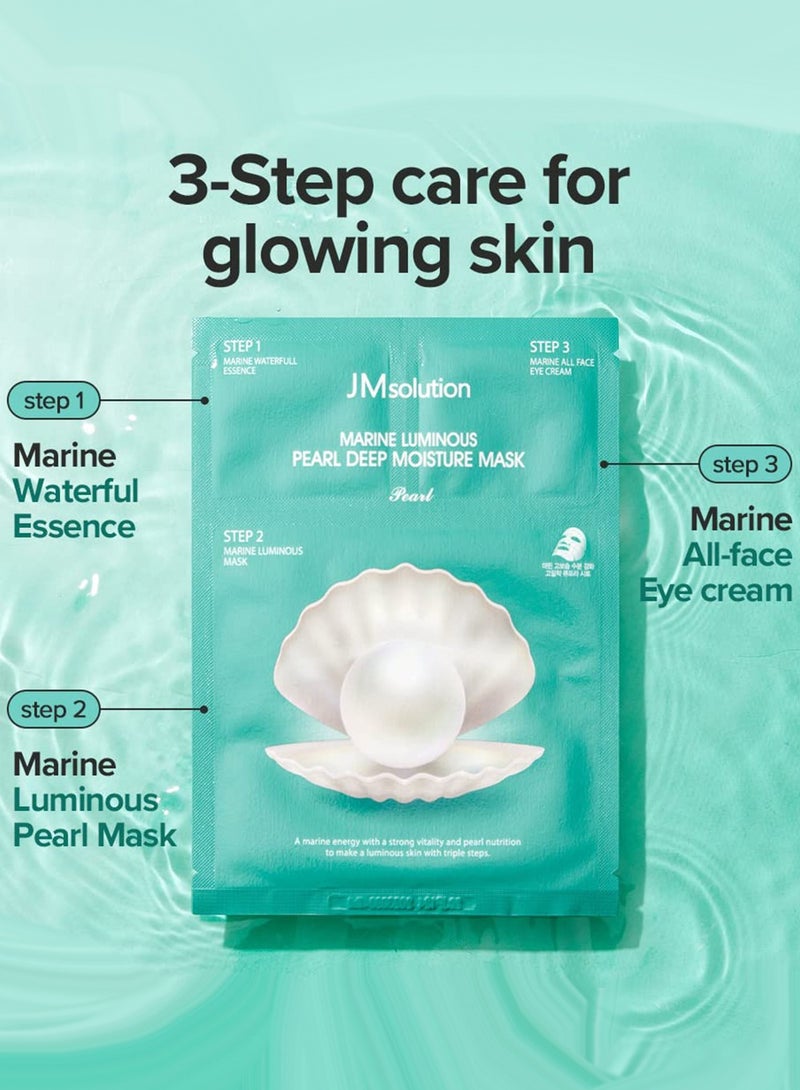 JM solutions JMsolution Marine Luminous Pearl Deep Moisture 3 Step Skin Care Face Mask - Korean Skincare - boosting Brightening Moisturizing-10 Sheets - Image 3