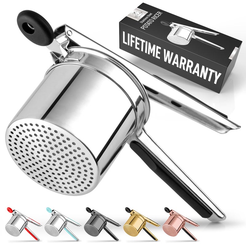 Zulay Kitchen Large 15oz Potato Ricer, Heavy Duty Stainless Steel Potato Masher and Ricer for Mashed Potatoes, Mashed Potato Masher & Potato Press Kitchen Gadget for Perfect Mashed Potatoes - Image 1
